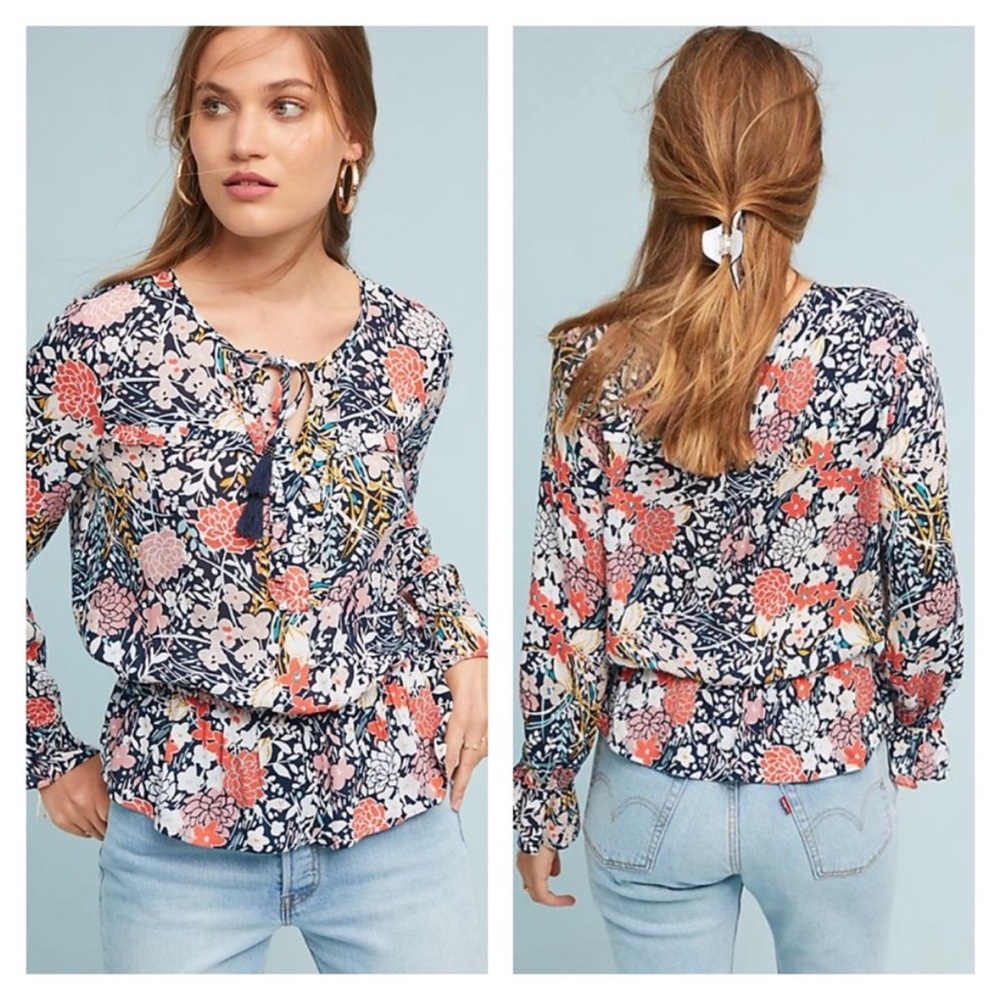 Anthropologie Maeve Begonia Peasant Top size Small